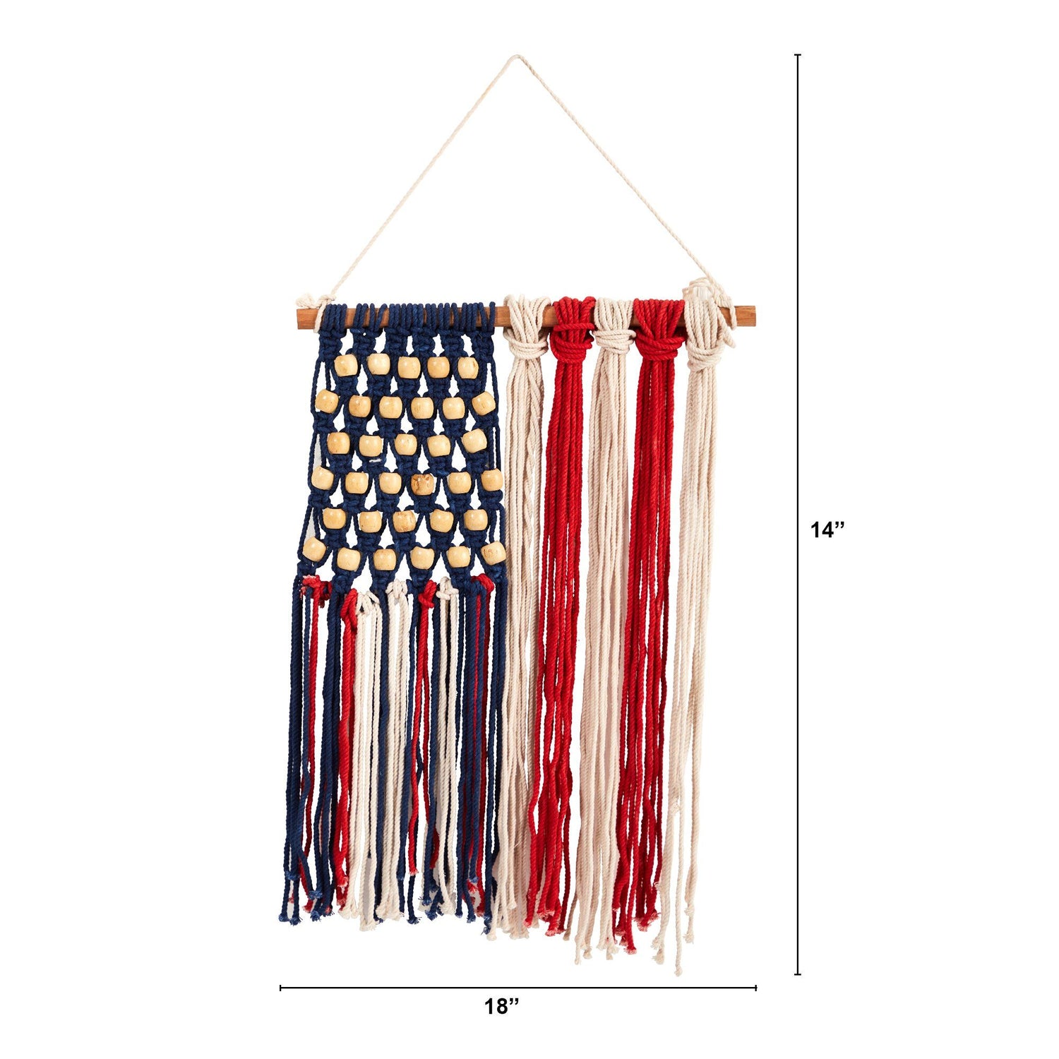 14” x 18” Handmade American Flag “Americana” Macrame Wall Hanging Art Decor