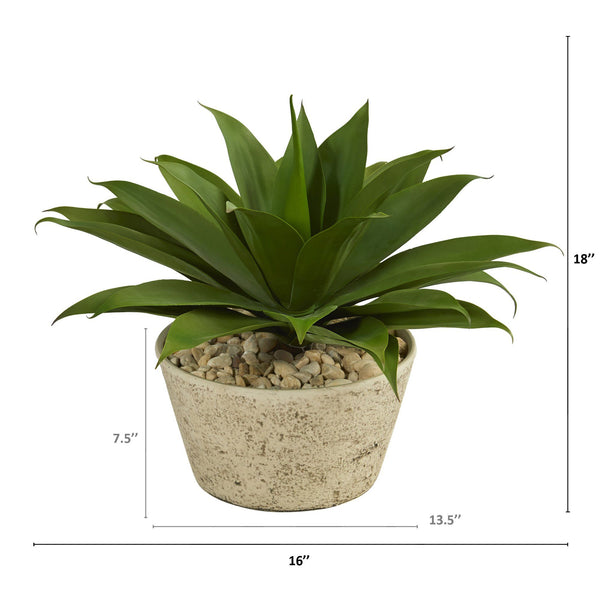 1.5’ Agave Succulent Artificial Plant in White Planter