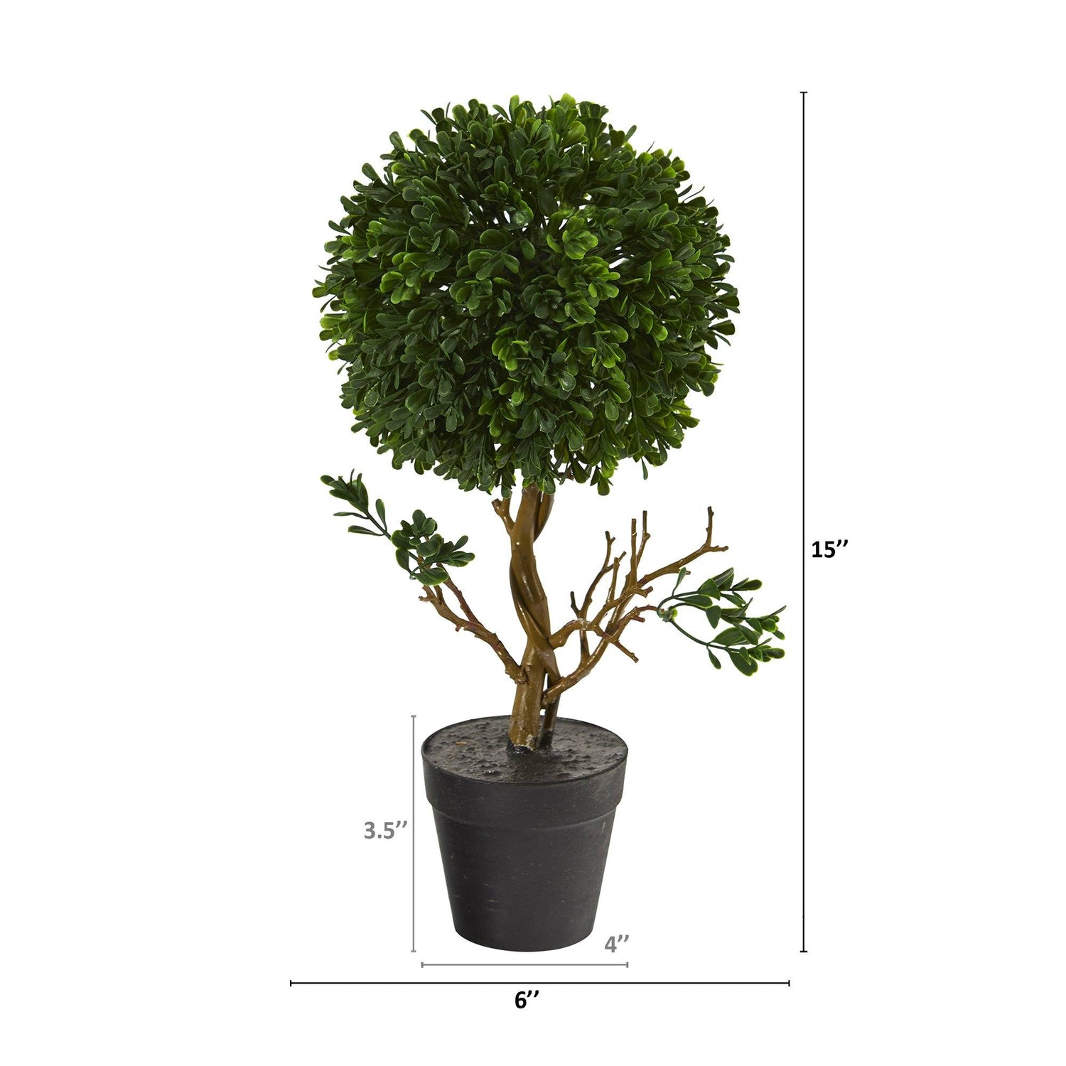 15” Boxwood Topiary Artificial Tree UV Resistant (Indoor/Outdoor)