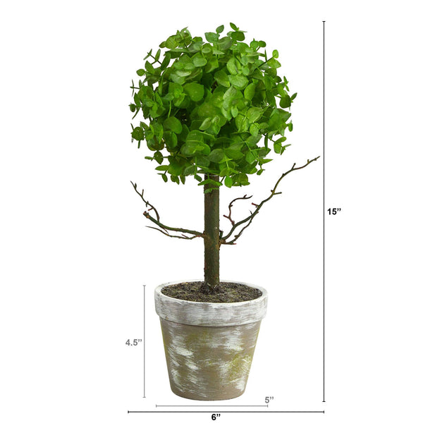 15” Eucalyptus Topiary Artificial Tree