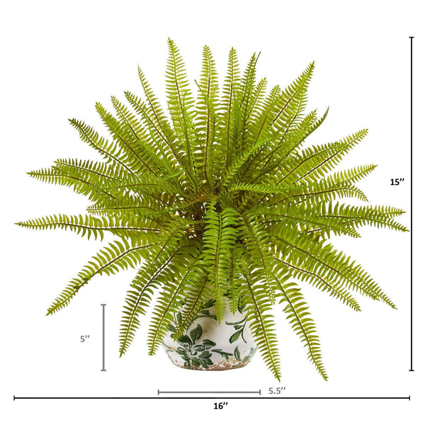 15” Fern Artificial Plant in Floral Planter
