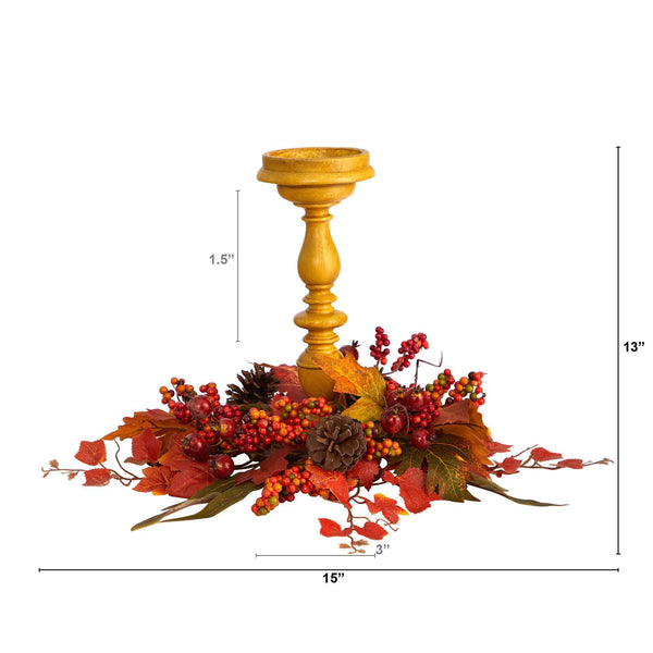15” Harvest Fall Artificial Candelabrum Arrangement