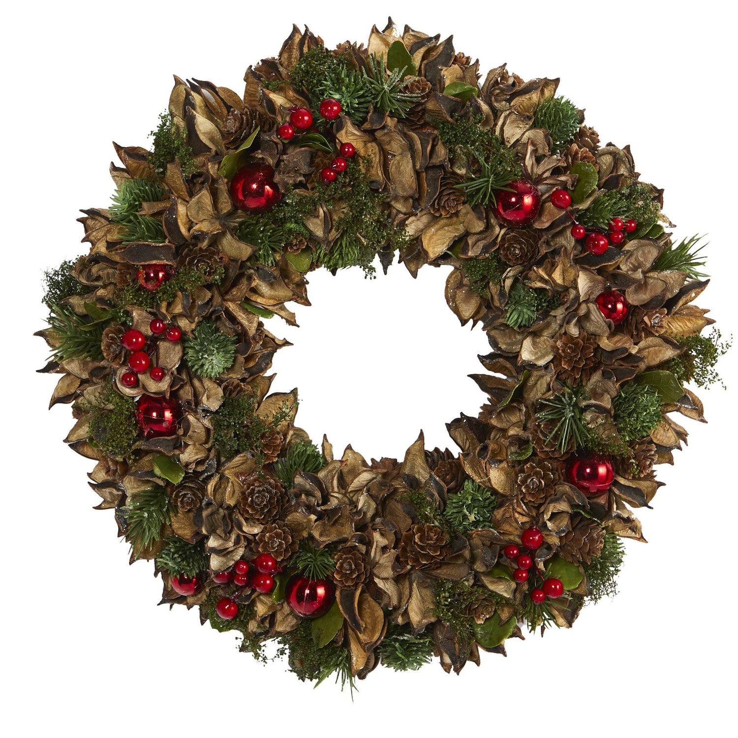 15” Holiday Artificial Wreath with Pine Cones and Ornaments