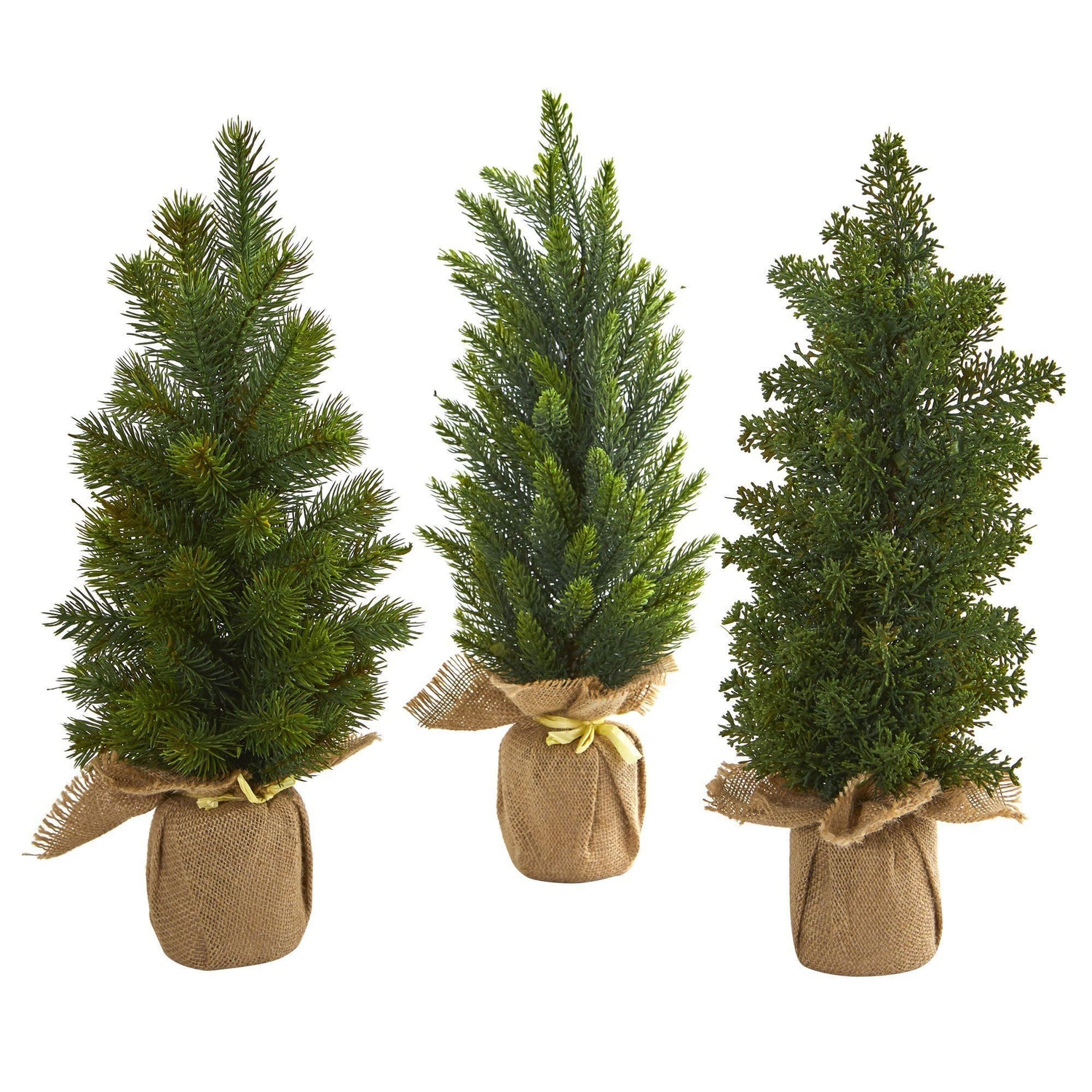15” Mini Cypress and Pine Artificial Christmas Tree (Set of 3)