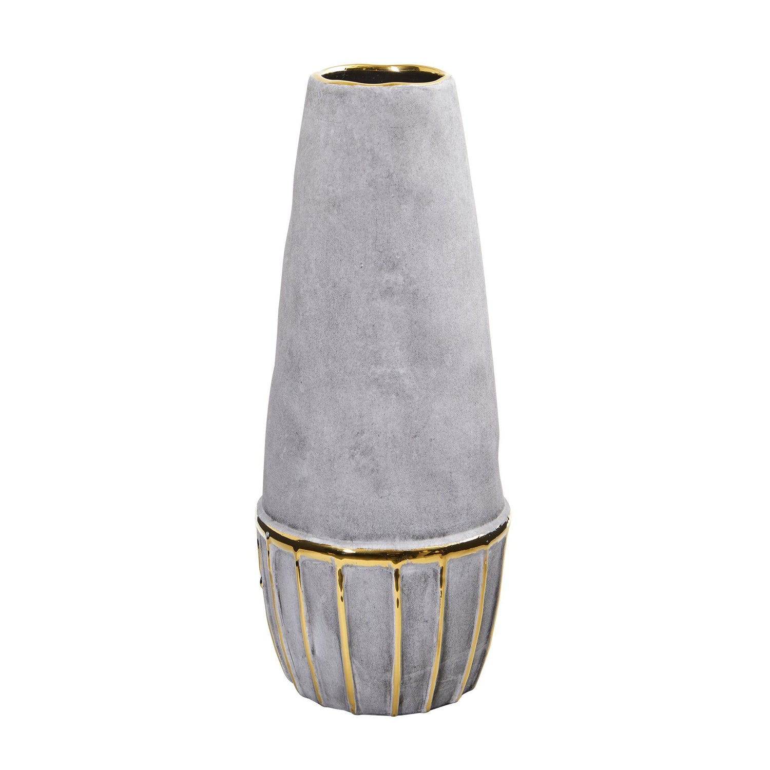 15” Regal Stone Decorative Vase with Gold Accents
