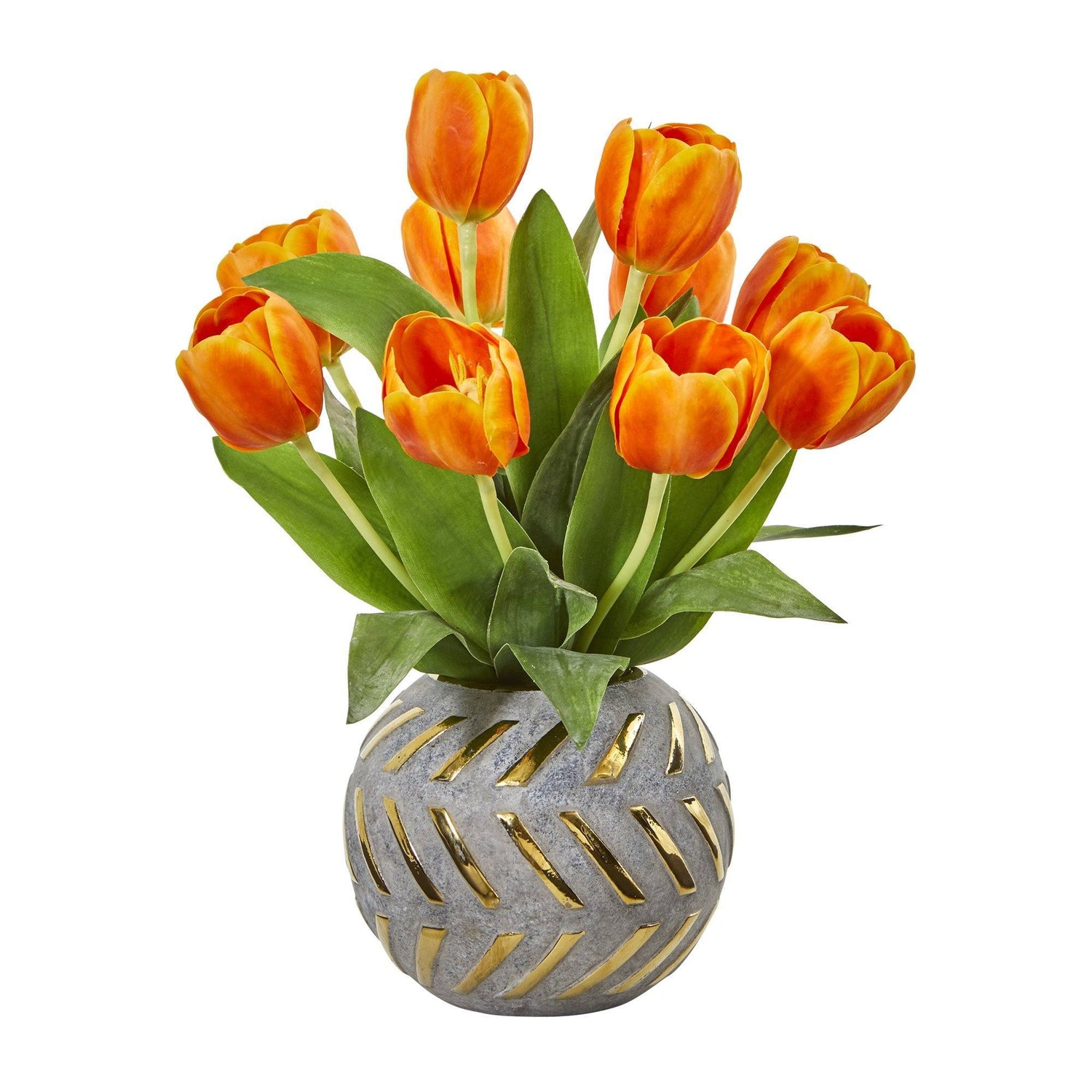 15” Tulip Artificial Arrangement in Decorative Vase