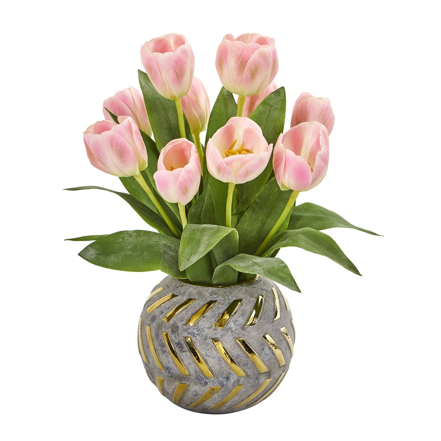 15” Tulip Artificial Arrangement in Decorative Vase