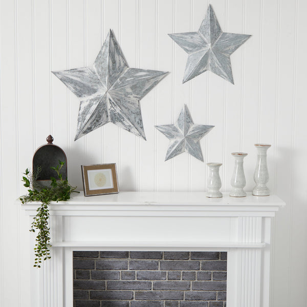 16”, 22” and 28” Farmhouse Stars Wall Decoration (Set of 3)