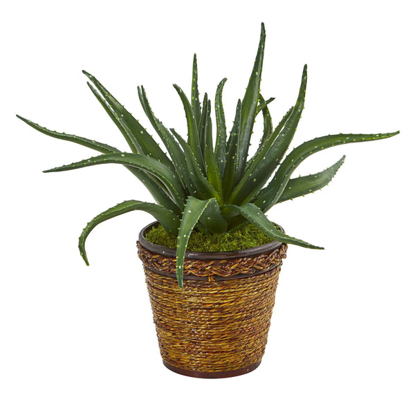 16” Aloe Artificial Plant in Basket