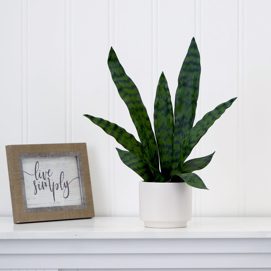 snake plant in rectangular pot 16" Artificial Sansevieria Snake Plant with Decorative Planter