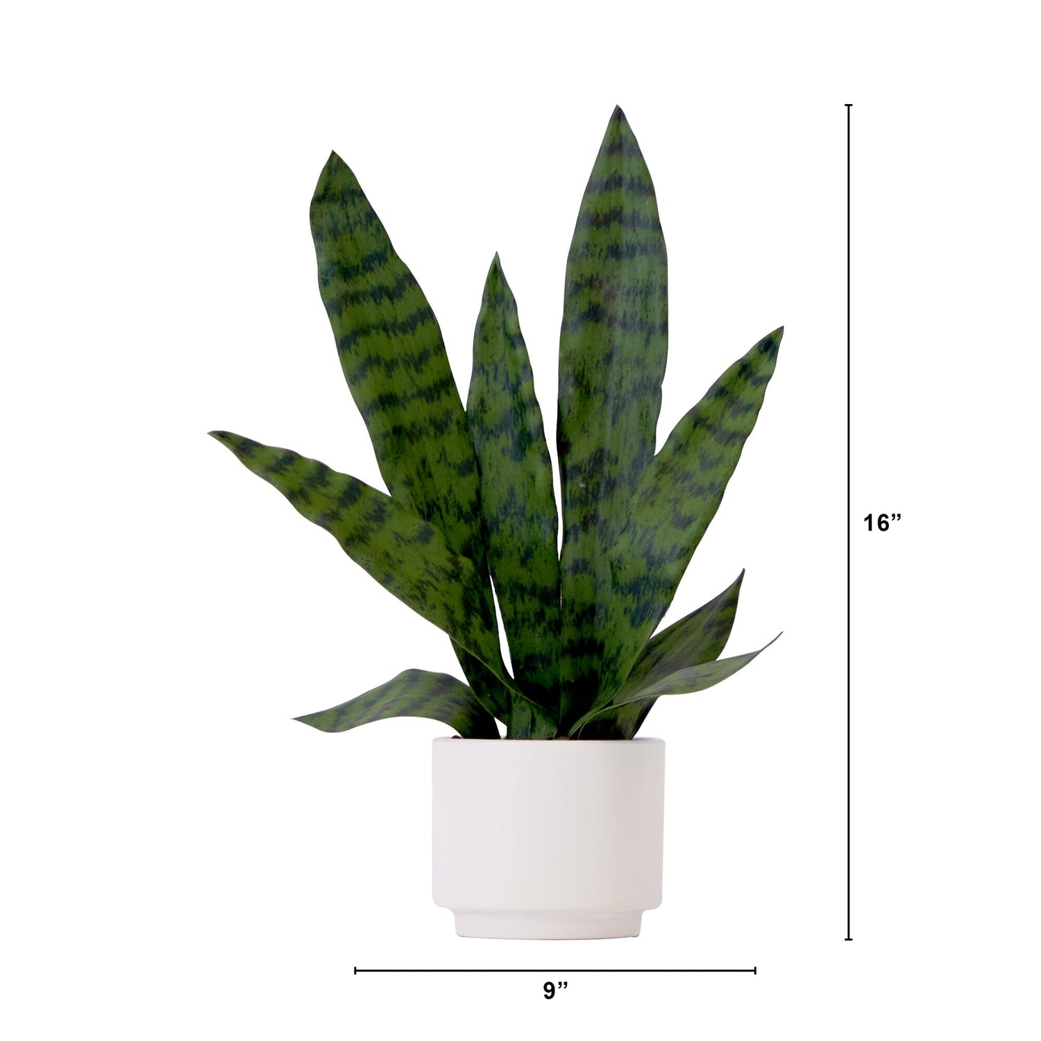 DUZYXI Artificial Snake Plant 16 with White Ceramic Pot Sansevieria Plant  Fake Snake Plant Greenery Faux Plant in Pot for Home Office Living Room
