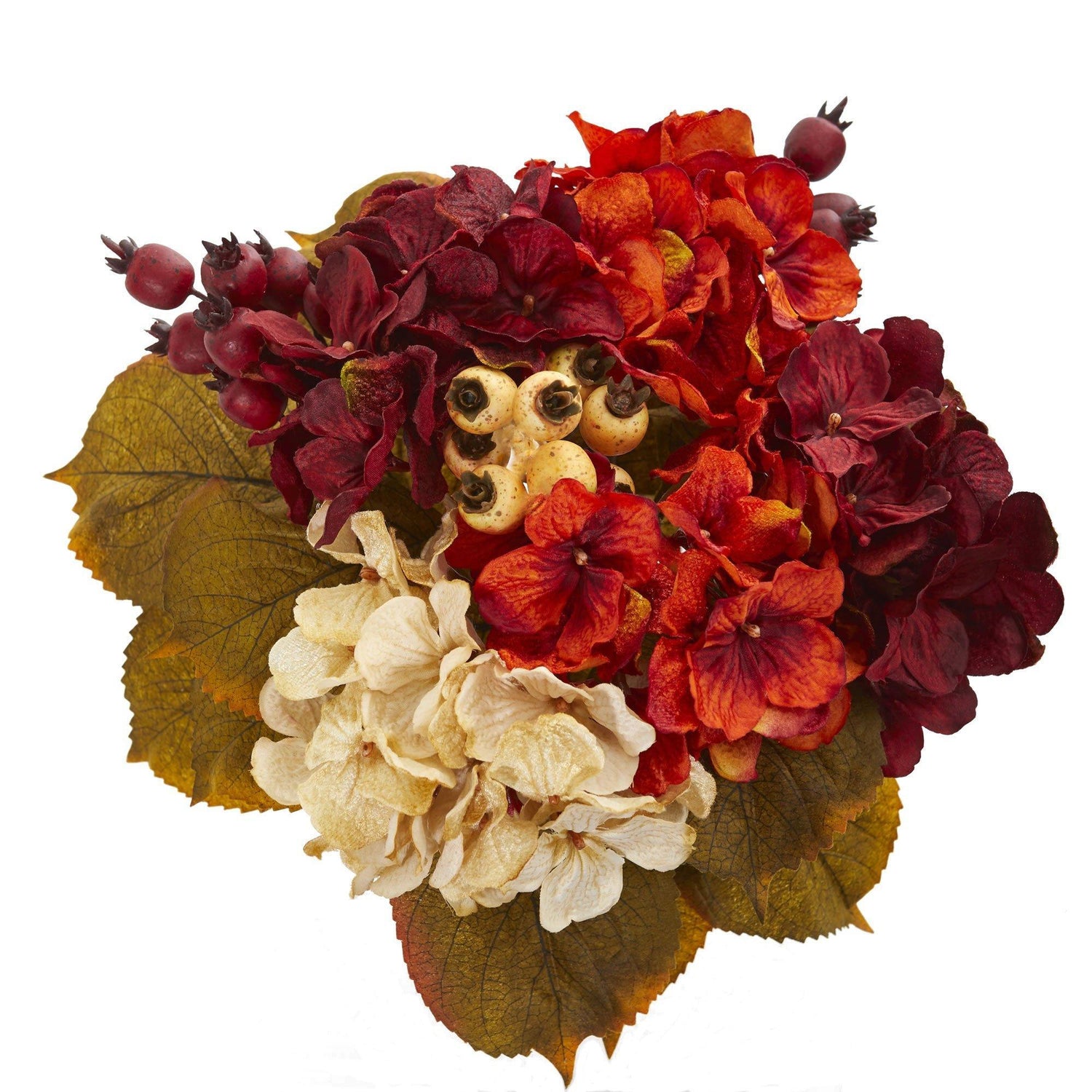 16” Autumn Hydrangea Berry Bouquet Artificial Flower (Set of 2)