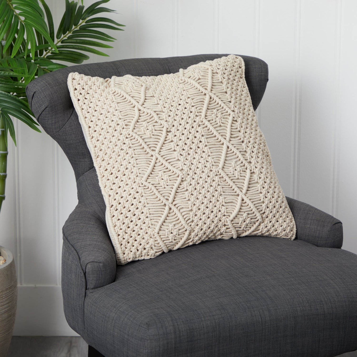 16” BOHO Woven Macrame Decorative Pillow Cover