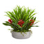 16” Bromeliad & Grass Artificial Plant in Ceramic Vase