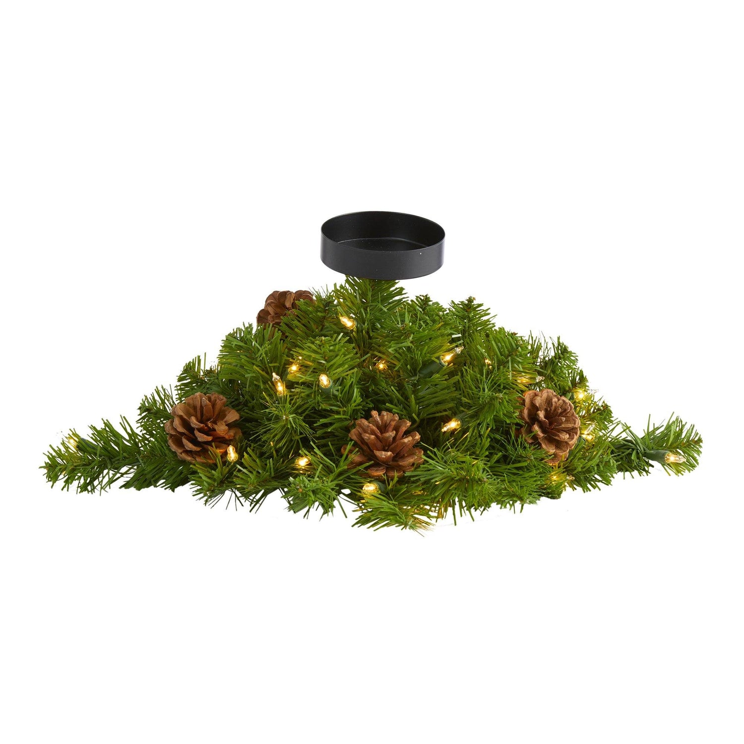 16” Christmas Pine Candelabrum with 35 Lights and Pine Cones
