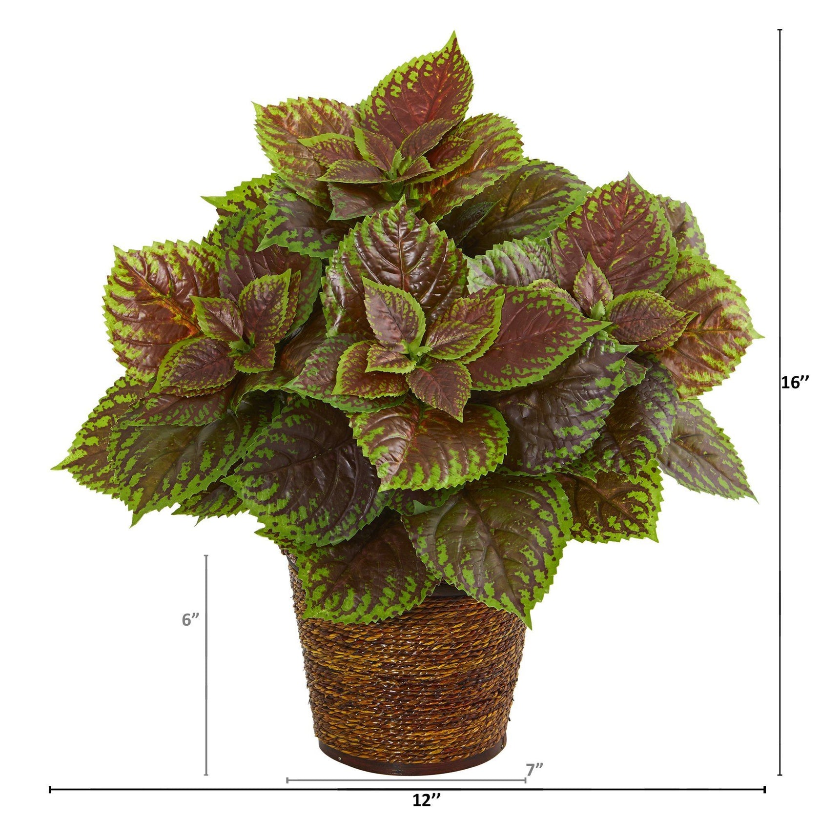 16” Coleus Artificial Plant in Basket (Real Touch) Nearly Natural