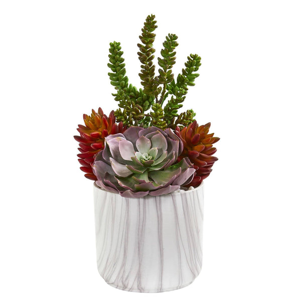 16” Echeveria and Sedum Succulent Artificial Plant in Vase