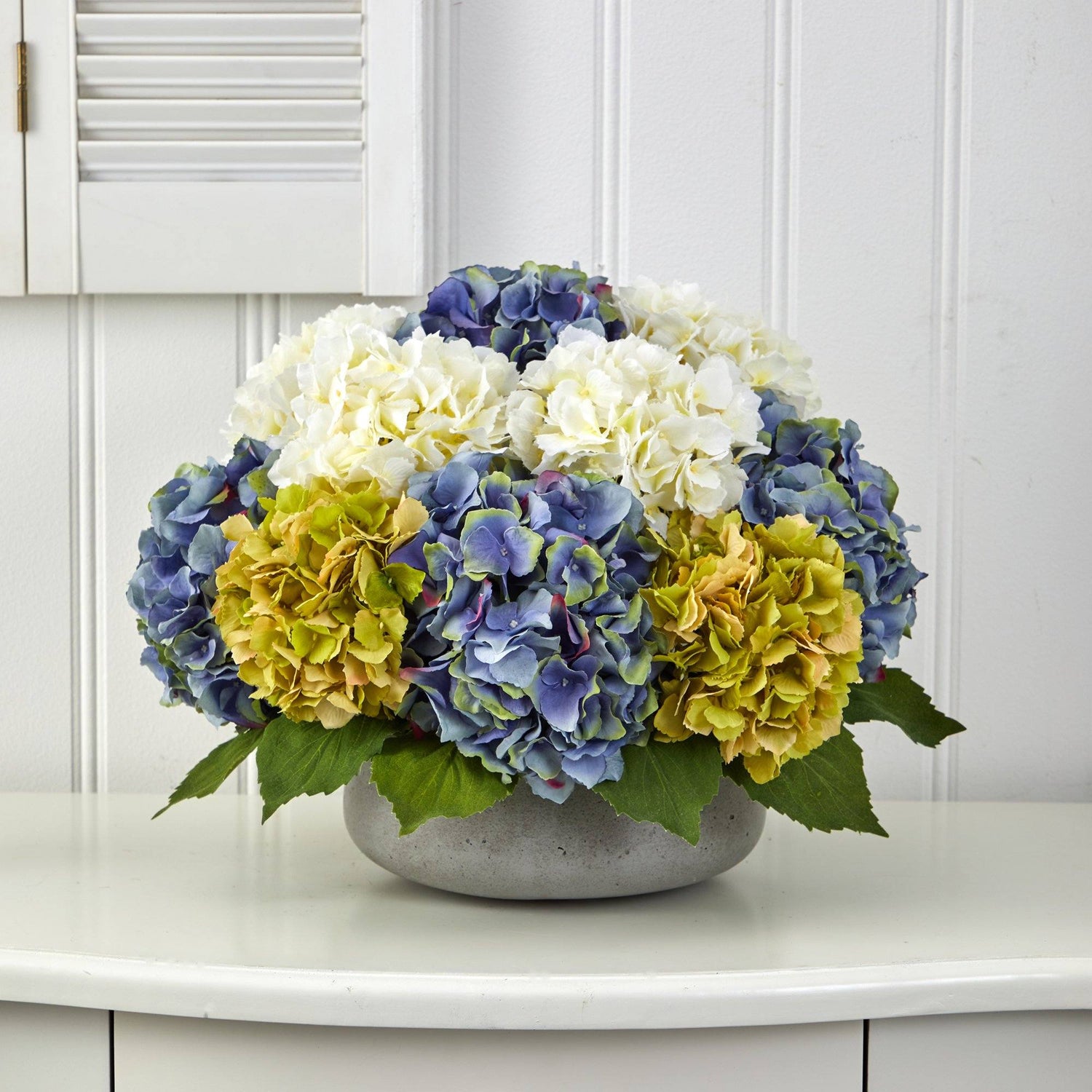 16” Hydrangea Artificial Arrangement in Gray Vase
