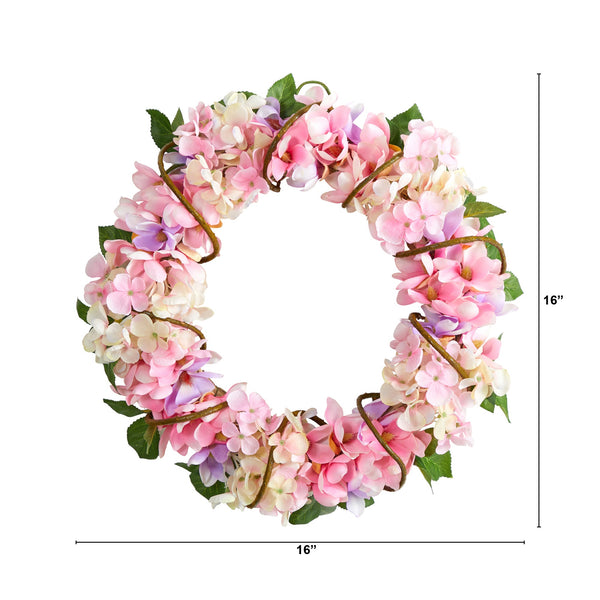 16” Hydrangea Artificial Wreath