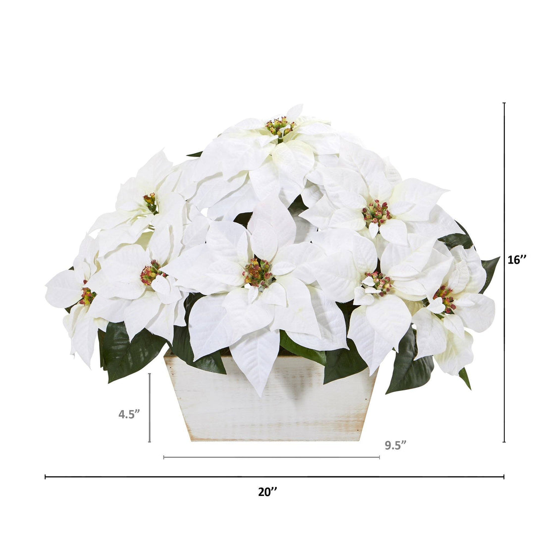 artificial white poinsettia potted plants 16” Poinsettia Artificial Arrangement in White Wash Planter