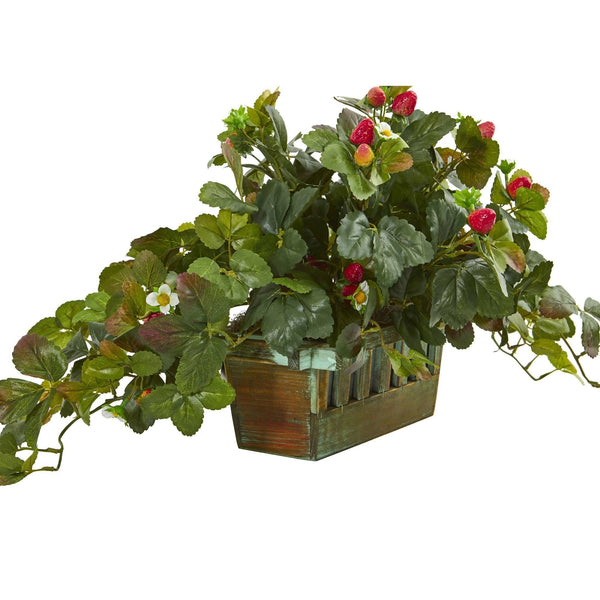 16" Strawberry Artificial Plant in Decorative Planter"