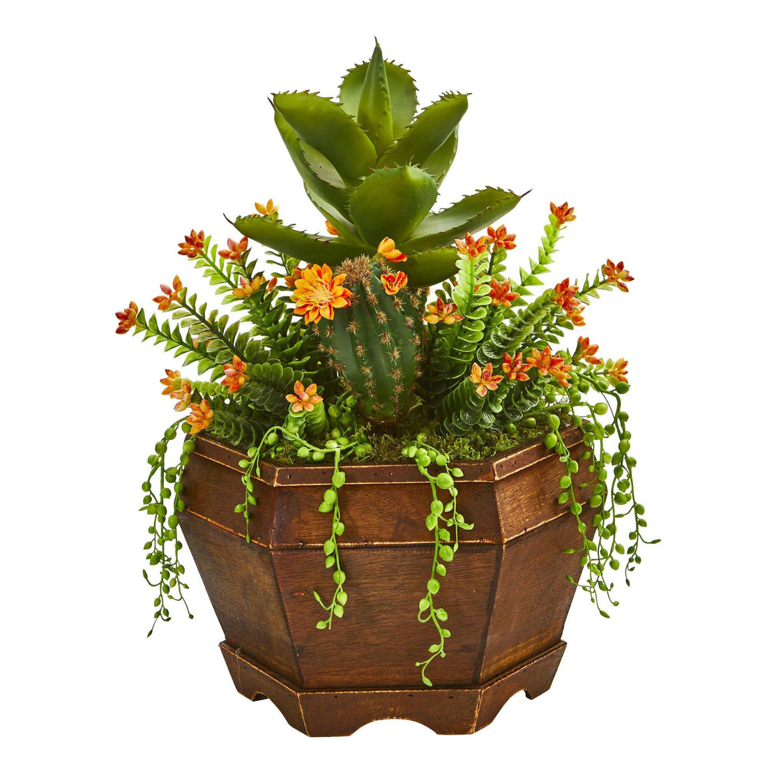 nearly natural succulents 16” Succulent Garden Artificial Plant in Decorative Planter
