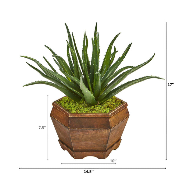 17” Aloe Artificial Plant in Decorative Planter