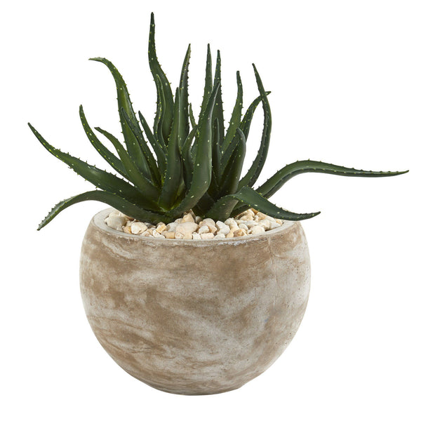 17” Aloe Succulent Artificial Plant in Sand Colored Planter