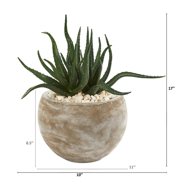 17” Aloe Succulent Artificial Plant in Sand Colored Planter
