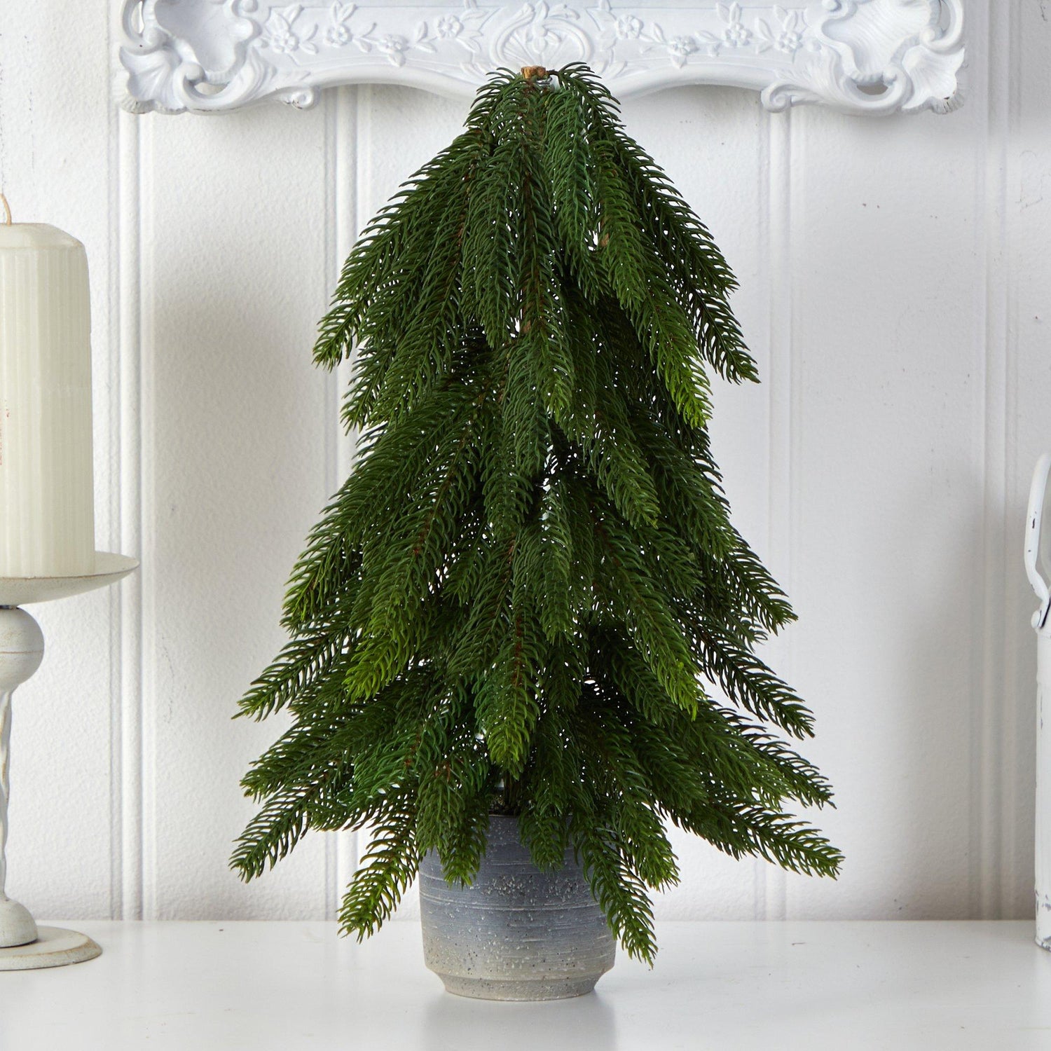 17” Pine Artificial Christmas Tree in Decorative Planter