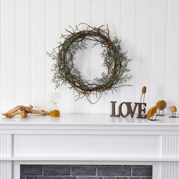 17” Frosted Twig Wreath