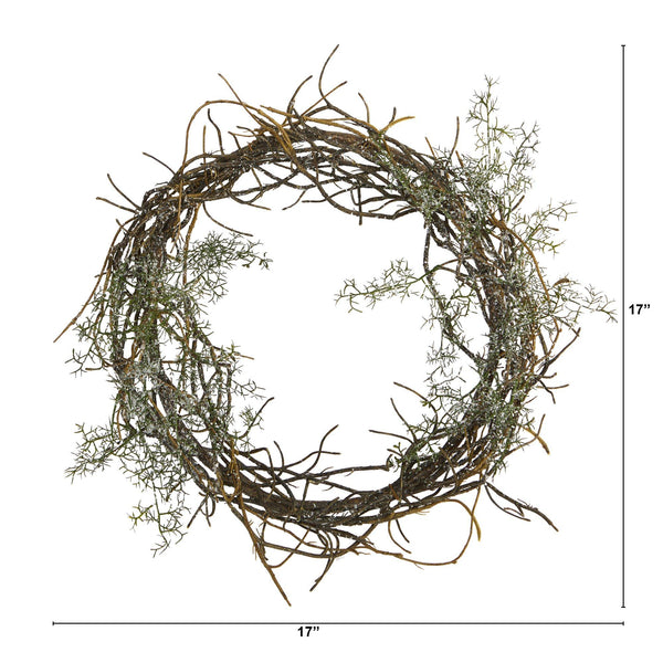 17” Frosted Twig Wreath