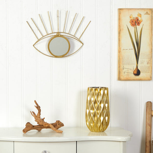 17” Gold Metal Glam Eye Wall Decor Accent Mirror