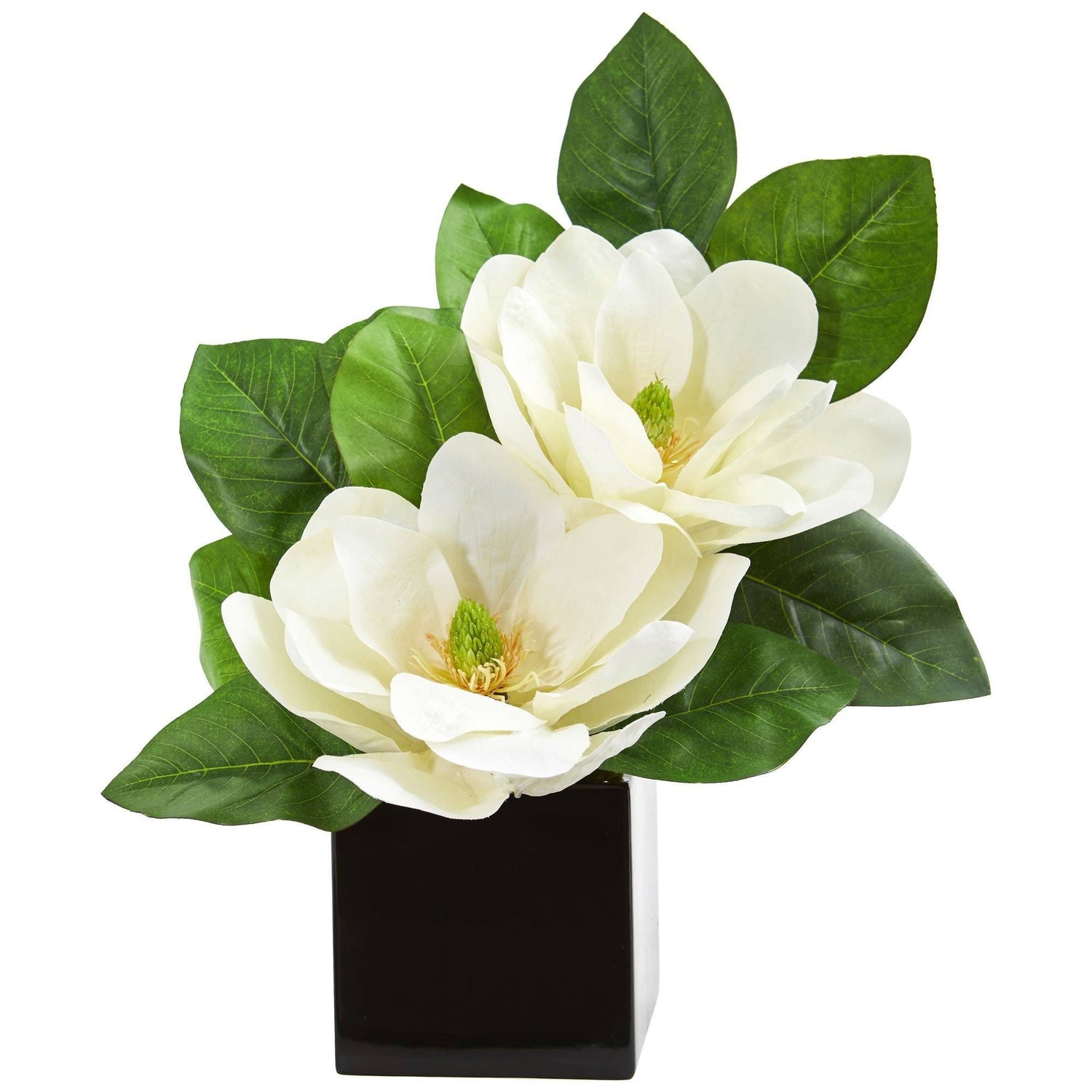 17" Magnolia Artificial Arrangement in Black Vase"