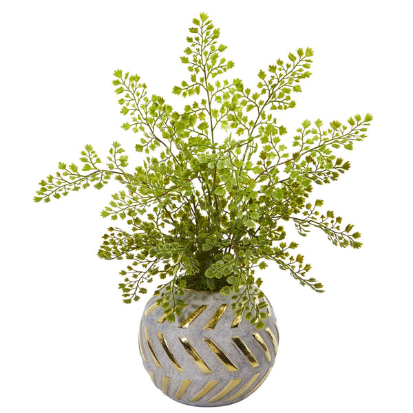 17” Maiden Hair Artificial Plant in Decorative Vase