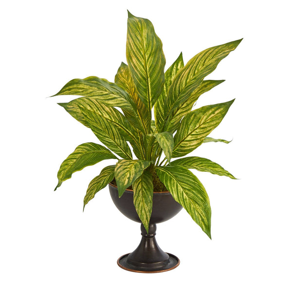 17” Musa Leaf Artificial Plant in Metal Chalice