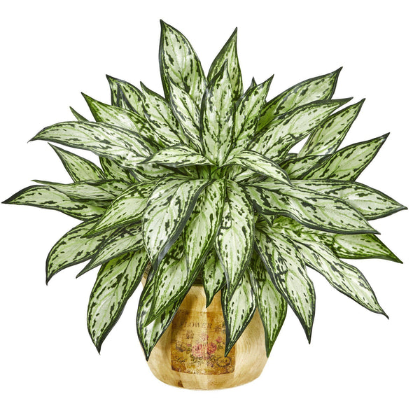 17” Silver Queen Artificial Plant in Decorative Planter (Set of 2)