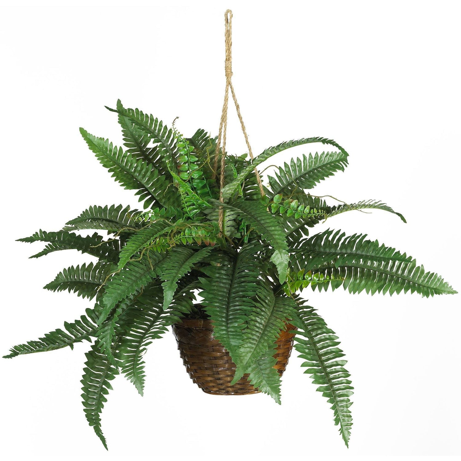 18" Artificial Boston Fern Silk Hanging Basket"