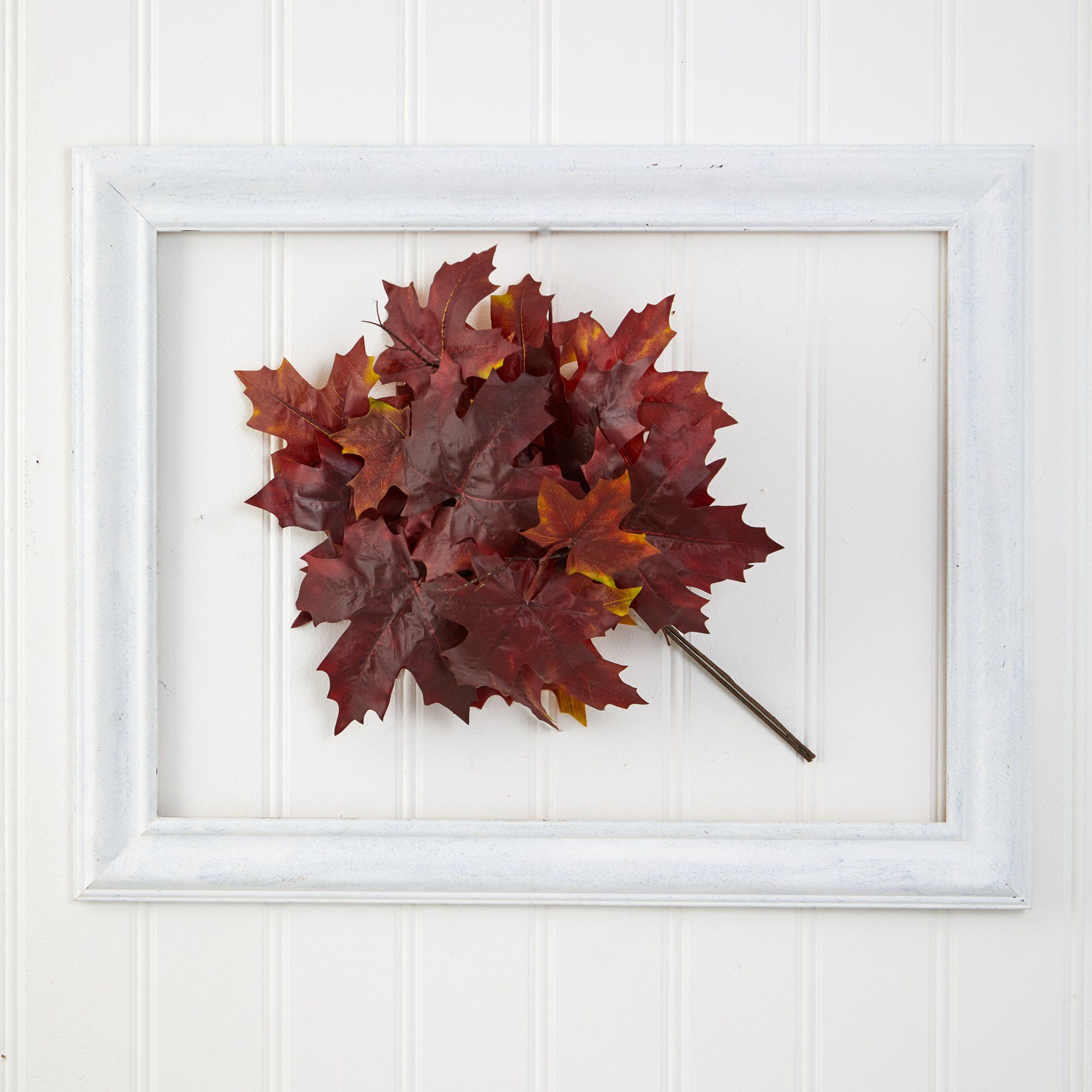 【新品未使用】 メープル Woodland Maple Leaf 18” Autumn Maple Leaf Artificial Flower (Set of 2) | Nearly Natural