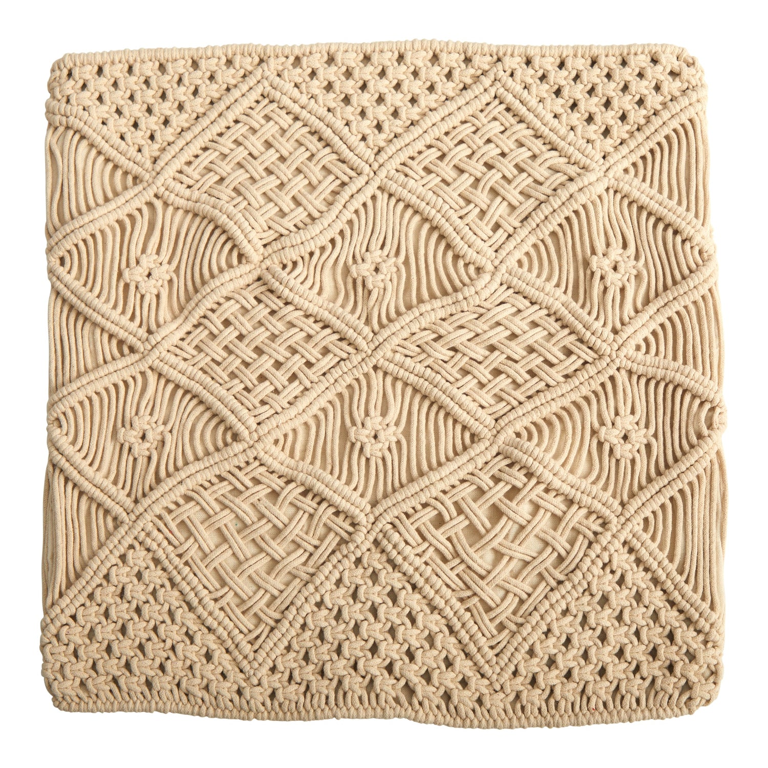 18” Boho Cross Woven Macrame Decorative Pillow Cover