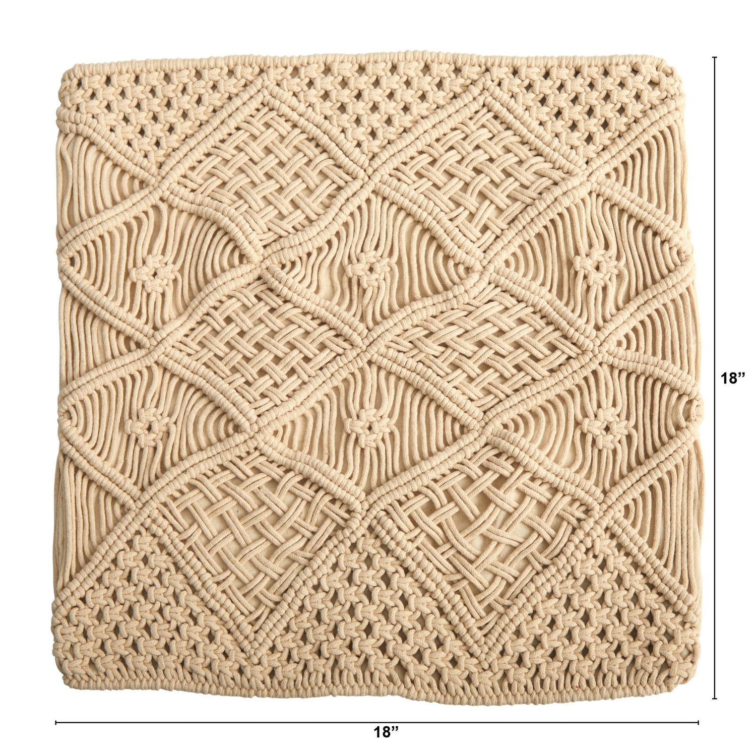 18” Boho Cross Woven Macrame Decorative Pillow Cover