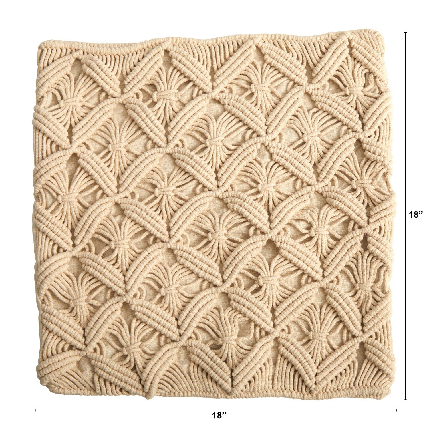18” Boho Diamond Woven Macrame Decorative Pillow Cover
