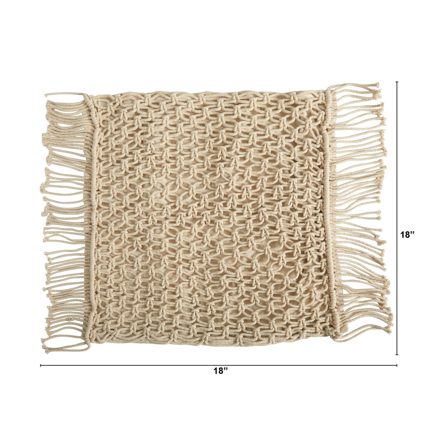 18” BOHO Fringed Woven Macrame Decorative Pillow Cover