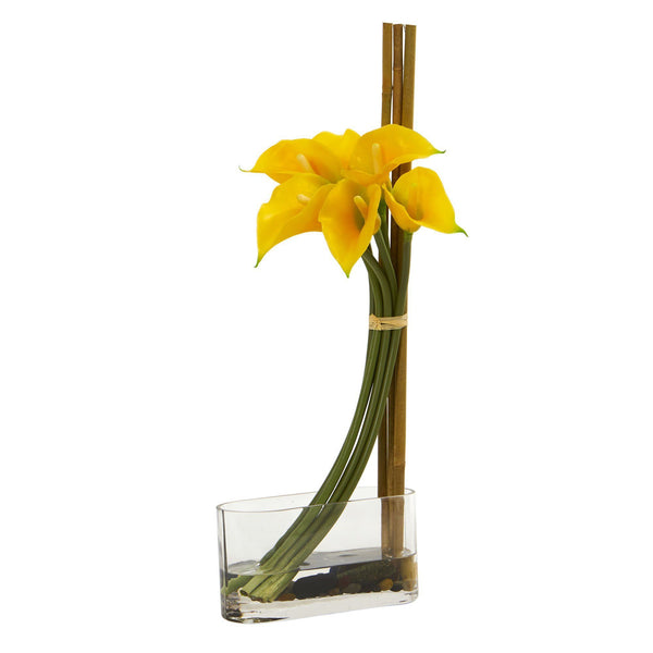 18” Calla Lily with Bamboo Artificial Arrangement