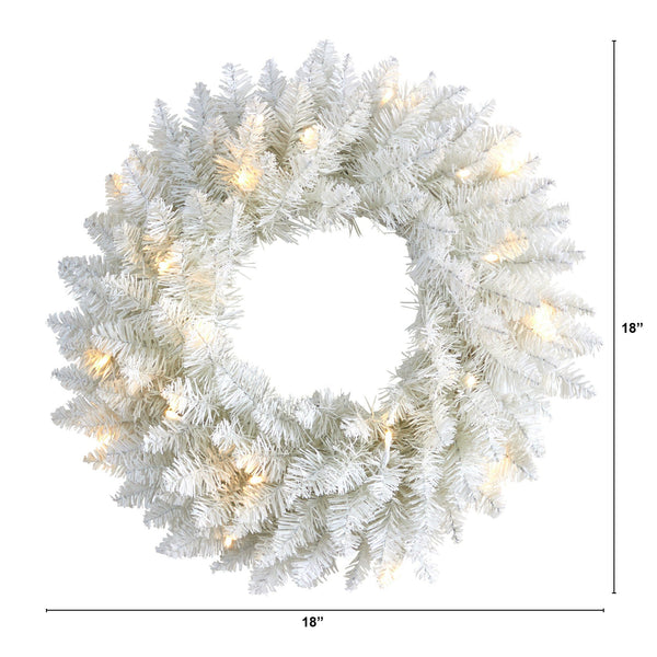 18” Colorado Spruce Artificial Christmas Wreath with 129 Bendable Branches and 20 Warm LED Lights