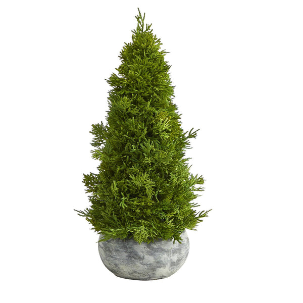 18” Cypress Cone Artificial Christmas Tree in Decorative Planter