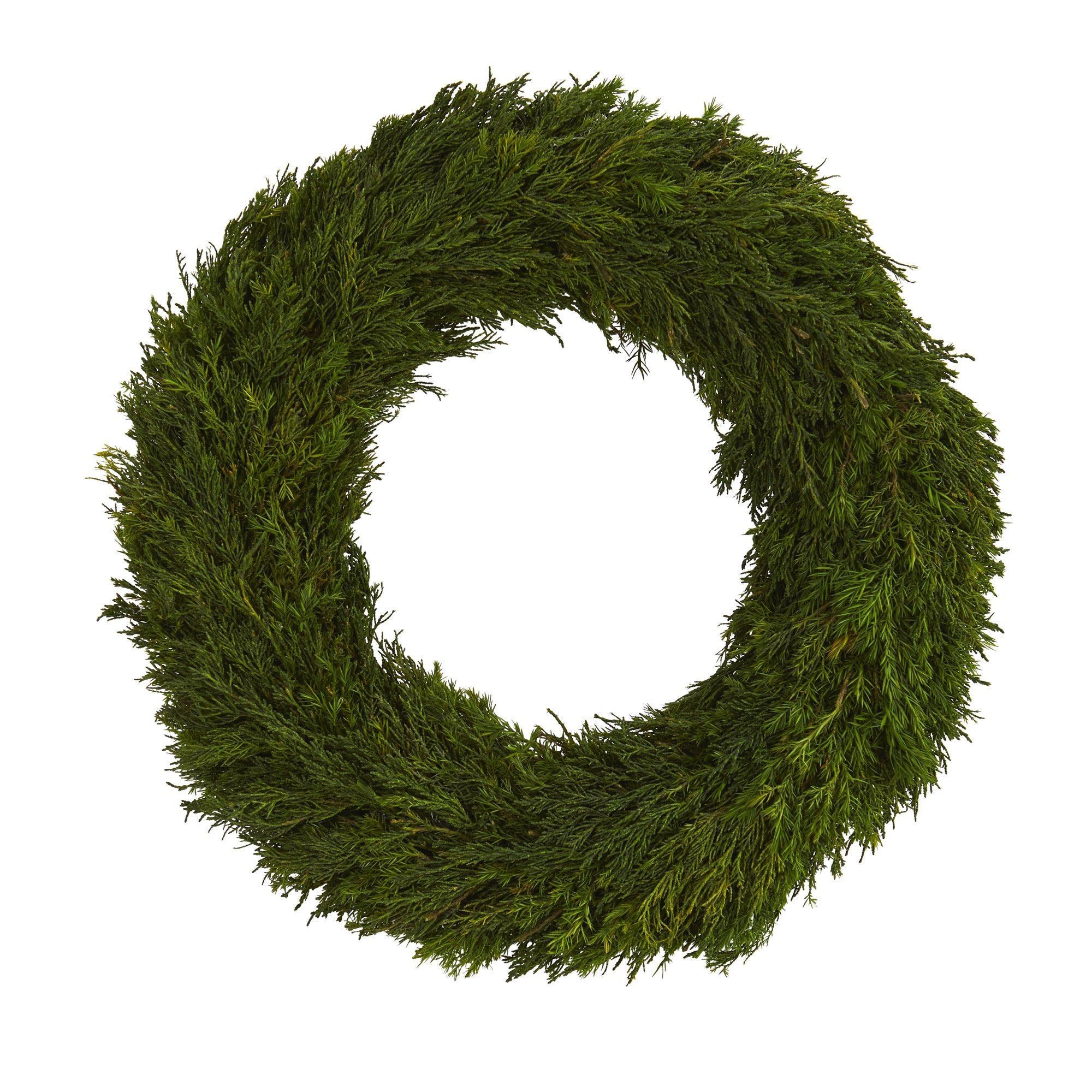 18” Cypress Preserved Wreath | Nearly Natural