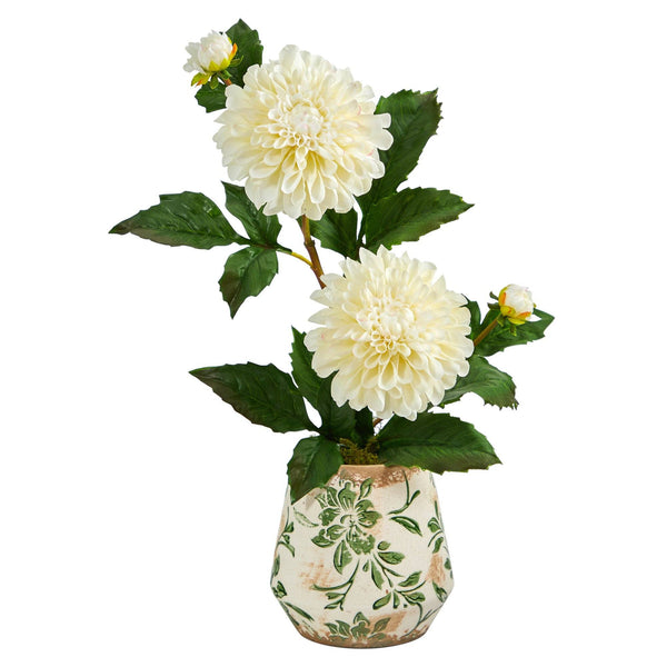 18” Dahlia Artificial Arrangement in Floral Vase