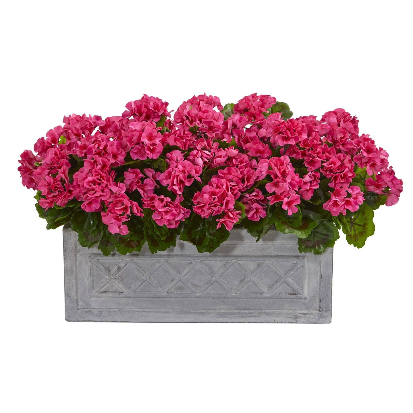 18” Geranium Artificial Plant in Stone Planter UV Resistant (Indoor/Outdoor) | Nearly Natural