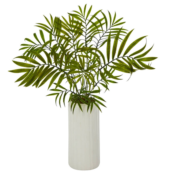 18” Mini Areca Palm Artificial Plant in White Planter